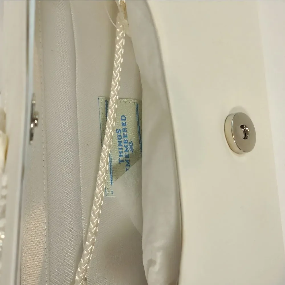 Things Remembered Vintage Cream Silk Beaded Clutch Bag